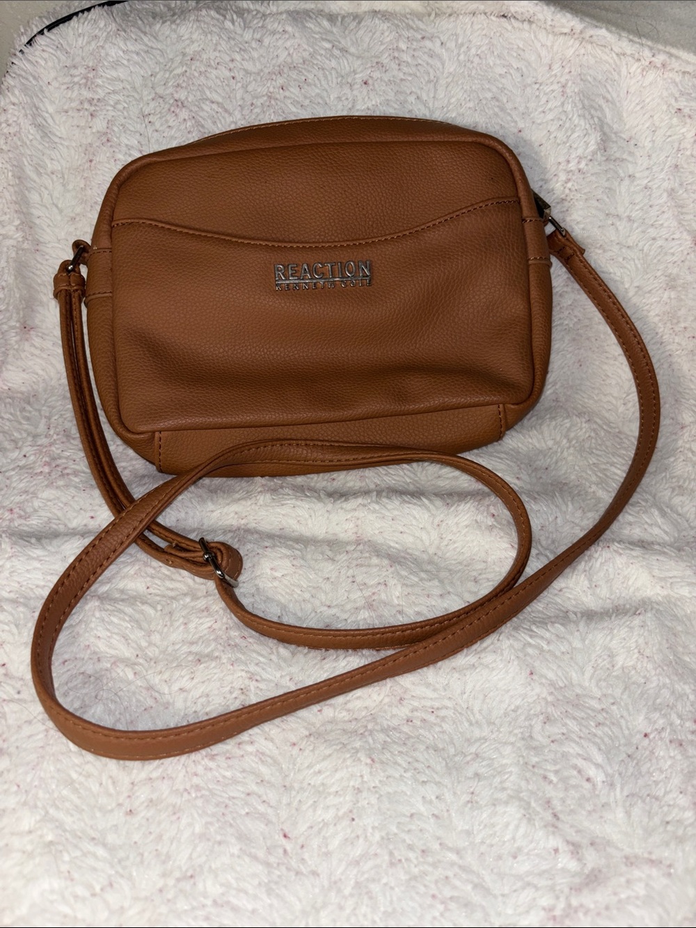 Kenneth Cole Reaction Cognac Pebble Crossbody Bag